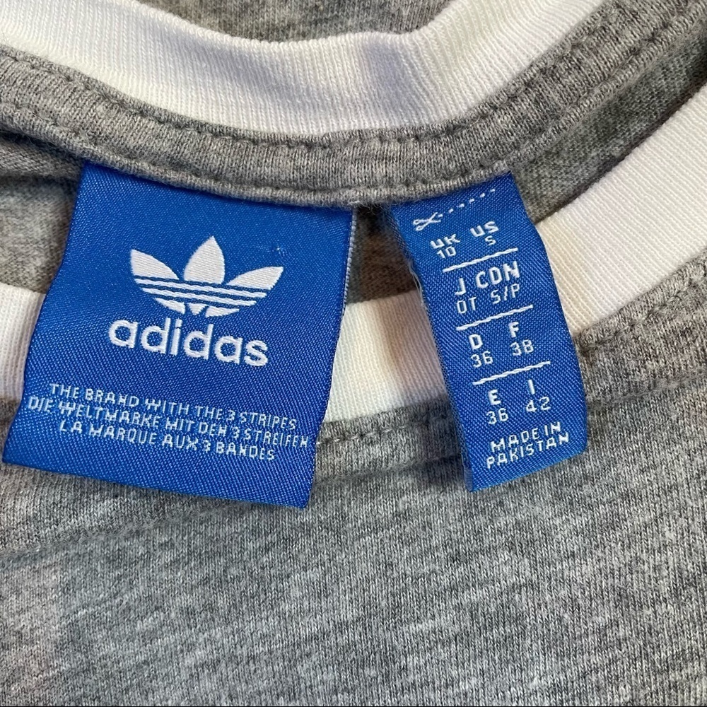 Adidas Classics 3-Stripes Tee Heather Gray Grey Small Cotton Tee Short Sleeve - Picture 5 of 11